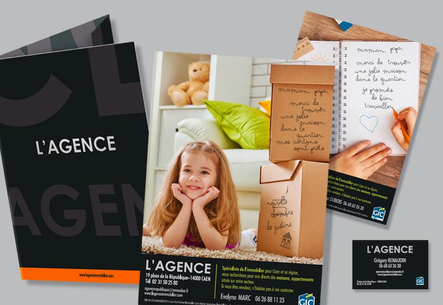 L’Agence - Pochette, flyers, cartes de visite